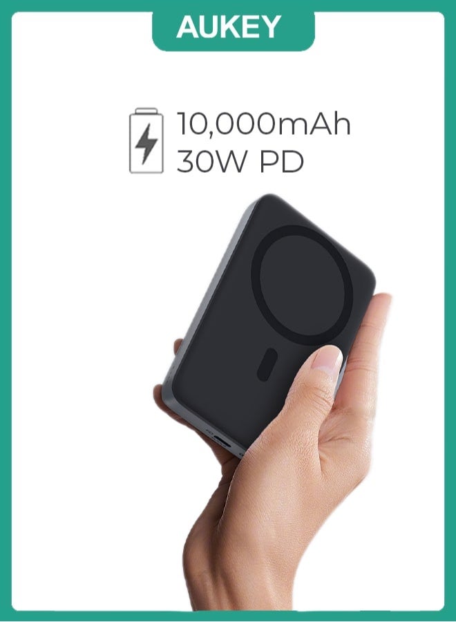 Aukey 10000 mAh Magnetic Wireless Charging Power Bank With 30W PD Gray - Image 1