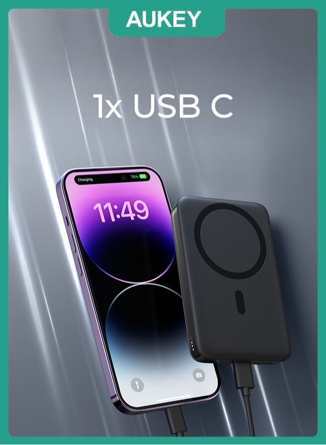 Aukey 10000 mAh Magnetic Wireless Charging Power Bank With 30W PD Gray - Image 2