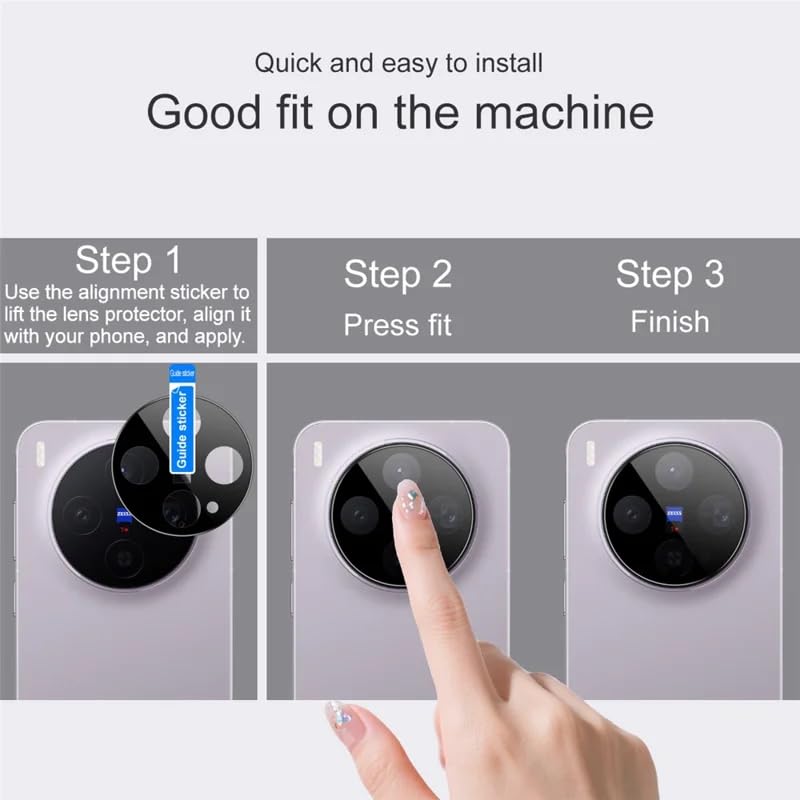 CASENED (2 Pack Camera Lens Protector for Vivo X300 5G – 9H Tempered Glass, Crystal Clear, Anti-Fingerprint, Case Friendly, Easy Bubble‑Free Installation - Image 4