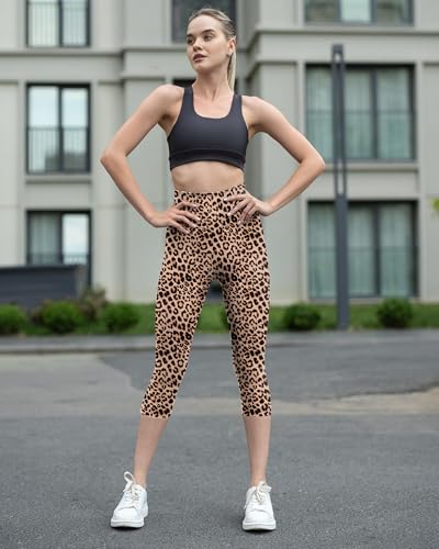 TNNZEET Capri Leggings for Women - Tummy Control Black Leggings with Pockets High Waisted Yoga Pants Workout Cycling Leggings - Image 2