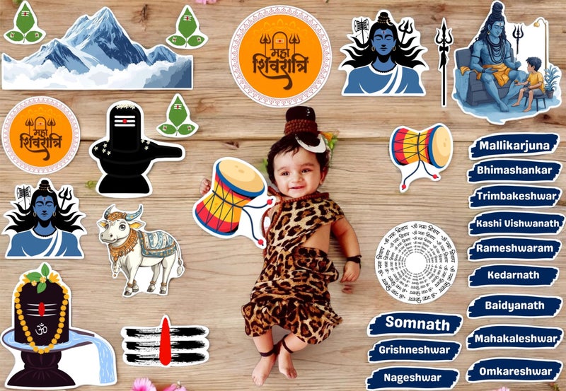 TodFod Shivratri Theme Baby Photography Props Kit - 20+ Unique Photo Booth Props for Baby Shower Decorations, Annaprashan Decoration, Makeup Kit for Kids Girls, Religious Events - Image 2
