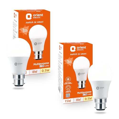 Orient Electric Multi - Wattage LED Bulb 15W,multi wattage led light 15W-8W-0.5W with dimming feature, Cool White, 6500K, B22d cap, Pack of 2 - Image 1