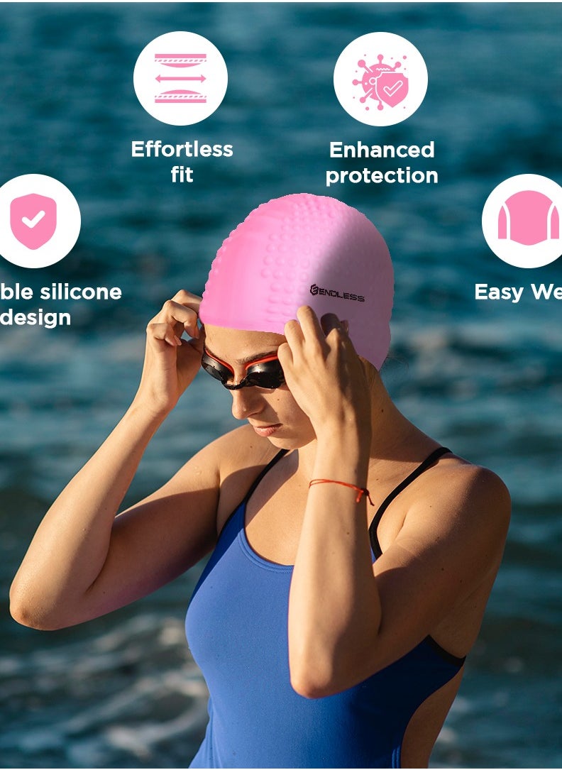 ENDLESS  - Comfortable Silicon Swimming Cap with Ergonomic Ear Pockets – Fully Elastic and Waterproof – For Men and Women - Image 1