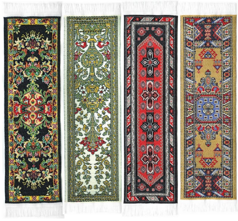 Fun-N-Nuf Oriental Carpet Bookmark Black Ifshan, Authentic Woven Carpet - Rug Bookmarks - Beautiful, Elegant, Good Quality, Woven Cloth Bookmarks! Best Gifts for Men Women Teens Teachers & Librarians - Image 1