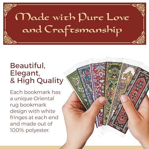 Fun-N-Nuf Oriental Carpet Bookmark Black Ifshan, Authentic Woven Carpet - Rug Bookmarks - Beautiful, Elegant, Good Quality, Woven Cloth Bookmarks! Best Gifts for Men Women Teens Teachers & Librarians - Image 5