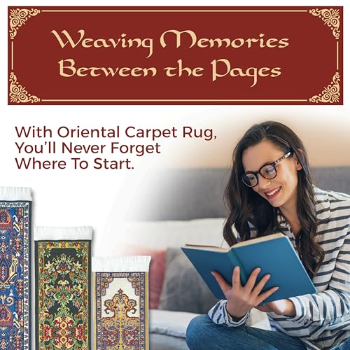 Fun-N-Nuf Oriental Carpet Bookmark Black Ifshan, Authentic Woven Carpet - Rug Bookmarks - Beautiful, Elegant, Good Quality, Woven Cloth Bookmarks! Best Gifts for Men Women Teens Teachers & Librarians - Image 4