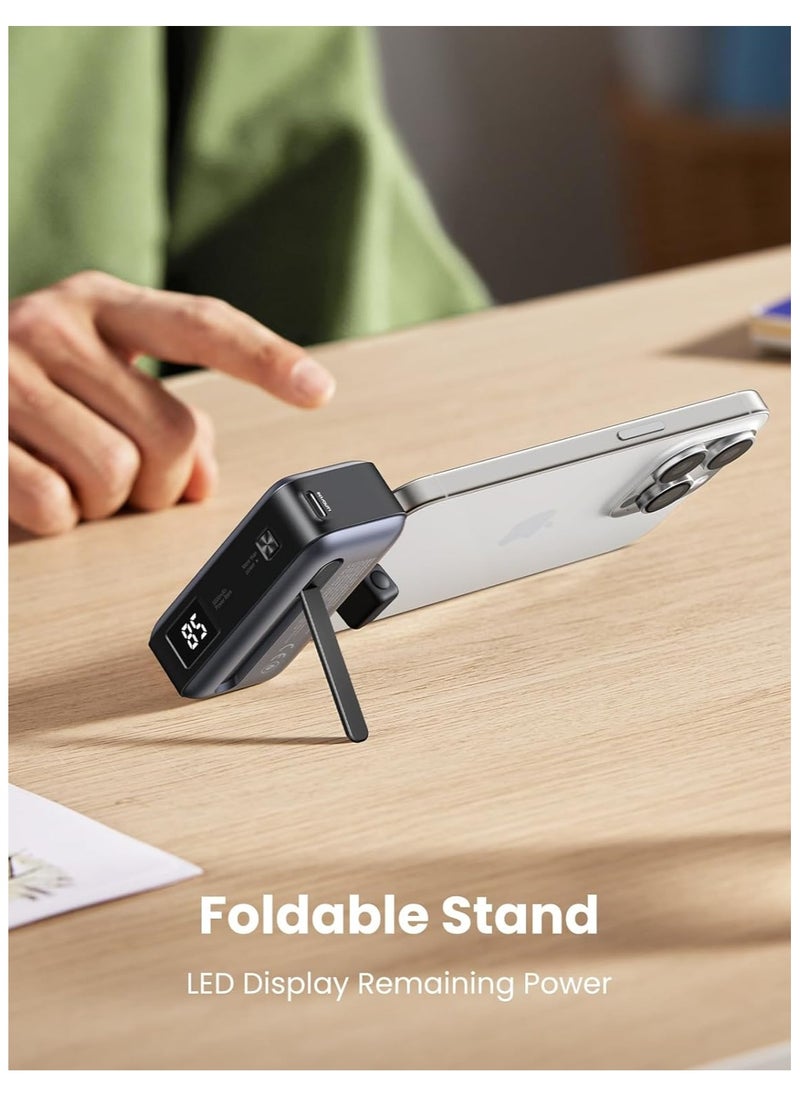 UG - UGREEN Mini Power Bank with Foldable Kickstand | Built-in USB-C Connector, 5,000mAh 22.5W Battery, 2-Port Charger for iPhone 16 Pro Max/16 Plus/15 Pro Max, Galaxy S24 Ultra/S23, Pixel 9 Pro - Image 1