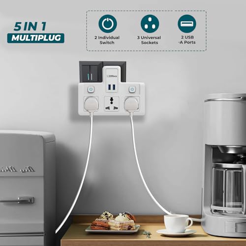 EMBOX Multi Plug Socket with Individual Switch|USB Cordless Extension Board|3 Universal Sockets-Multiplug -1500W - Image 3