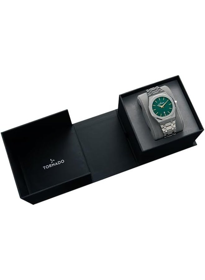 تورنيدو ساعة رجالية بحركة مييوتا ، مينا تناظري وسوار ستانلس ستيل مصقول - -، فضي - Image 4