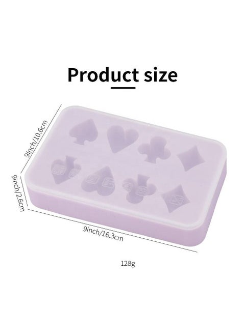 8-Cavity 3D Food Grade Creative Spade Heart Diamond Club Shape Ice Block Mold Silicone Ice Cube Tray