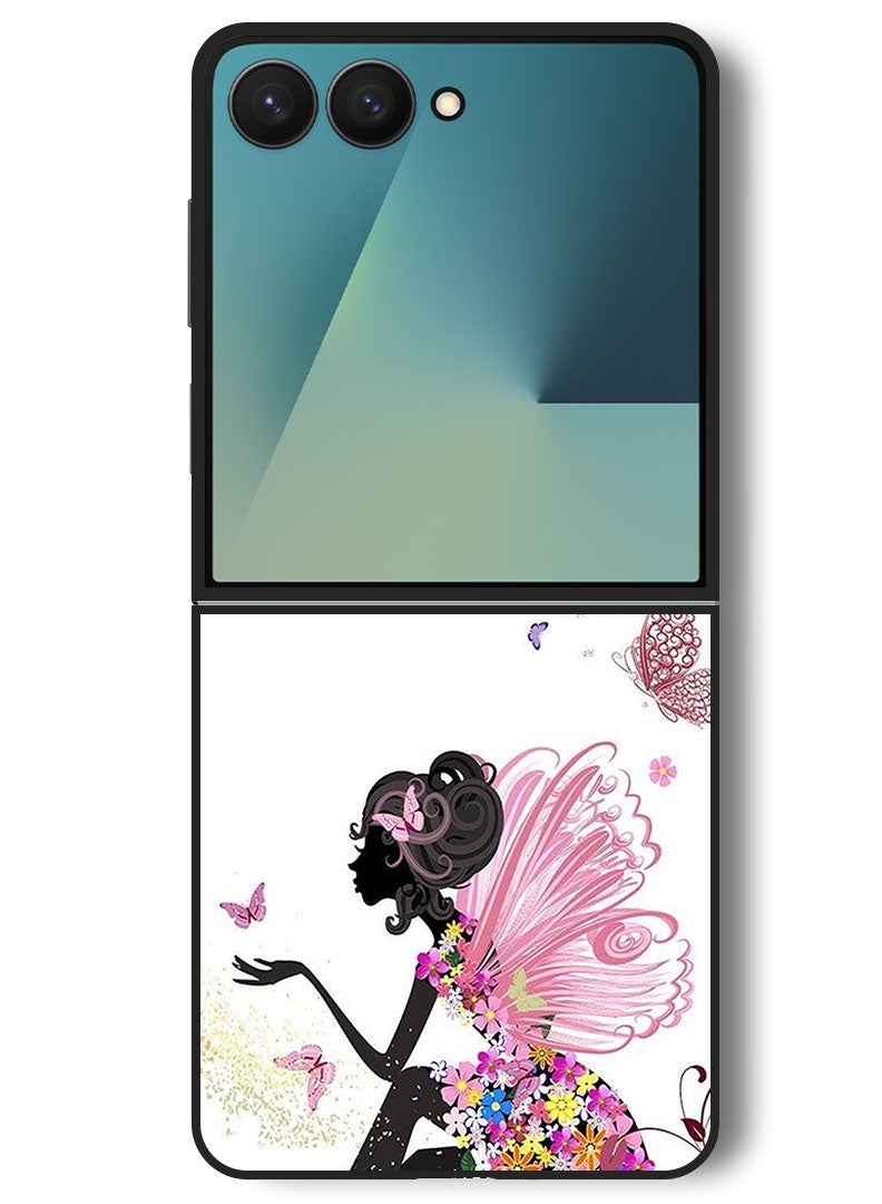 Theodor Case Compatible with Samsung Galaxy Z Flip 7 - 6.9 Inch Protection Shockproof Bumper Cover Butterfly Girl - Image 1