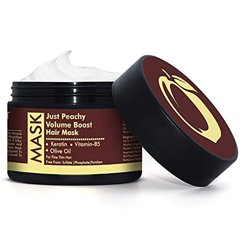 Just Peachy Volume Boost Hair Treatment Mask | Keratin ; Olive Oil & Pro Vitamin B5 | Color Safe | For Fine & Thin Hair | No Sulfate, Paraben, Phosphates | 100% Vegan | 200ml - Image 1