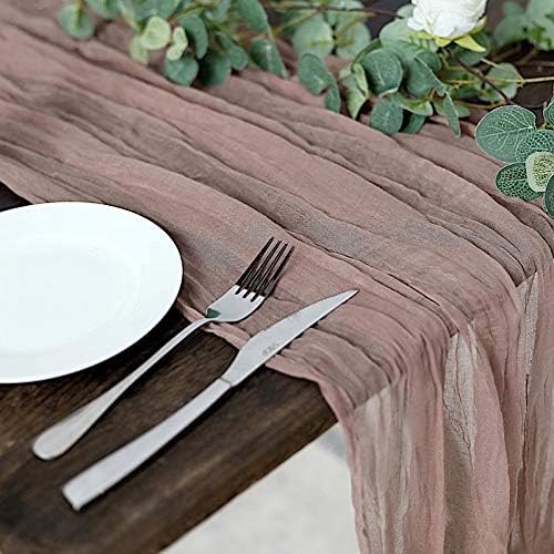 BalsaCircle 10 feet Dusty Rose Cotton Cheesecloth Gauze Extra Long Table Runner  Wedding Party Reception Home Decorations Supplies - Image 5