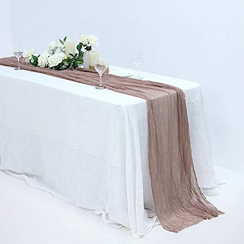 BalsaCircle 10 feet Dusty Rose Cotton Cheesecloth Gauze Extra Long Table Runner  Wedding Party Reception Home Decorations Supplies - Image 2