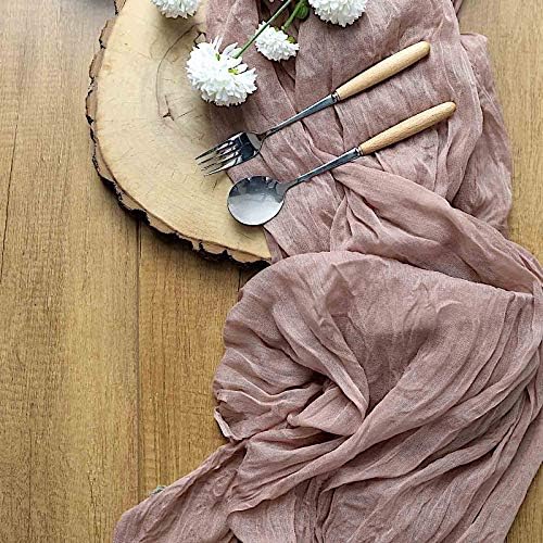 BalsaCircle 10 feet Dusty Rose Cotton Cheesecloth Gauze Extra Long Table Runner  Wedding Party Reception Home Decorations Supplies - Image 1