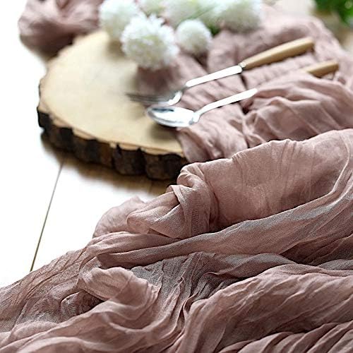 BalsaCircle 10 feet Dusty Rose Cotton Cheesecloth Gauze Extra Long Table Runner  Wedding Party Reception Home Decorations Supplies - Image 4