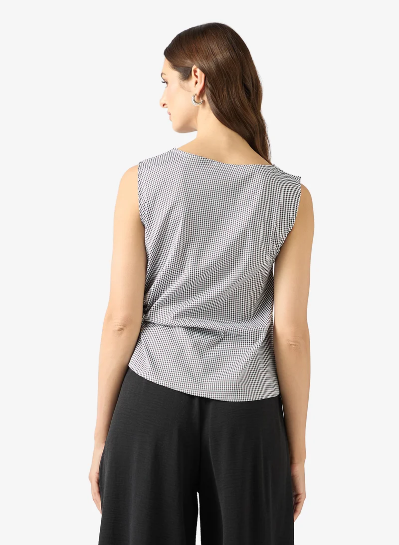 ELLA Pinstripe Side Knotted Blouse