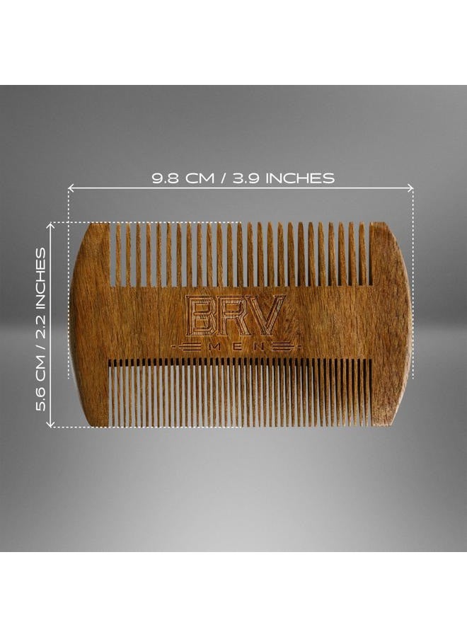 BRV MEN Beard & Mustache Comb, 100% Natural Green Sandalwood, Pocket Beard Comb with Carry Case, Wooden Beard Comb for Men For All Types and Styles of Hair & Beard - Image 2