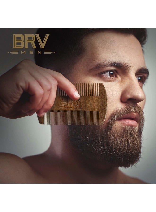 BRV MEN Beard & Mustache Comb, 100% Natural Green Sandalwood, Pocket Beard Comb with Carry Case, Wooden Beard Comb for Men For All Types and Styles of Hair & Beard - Image 3