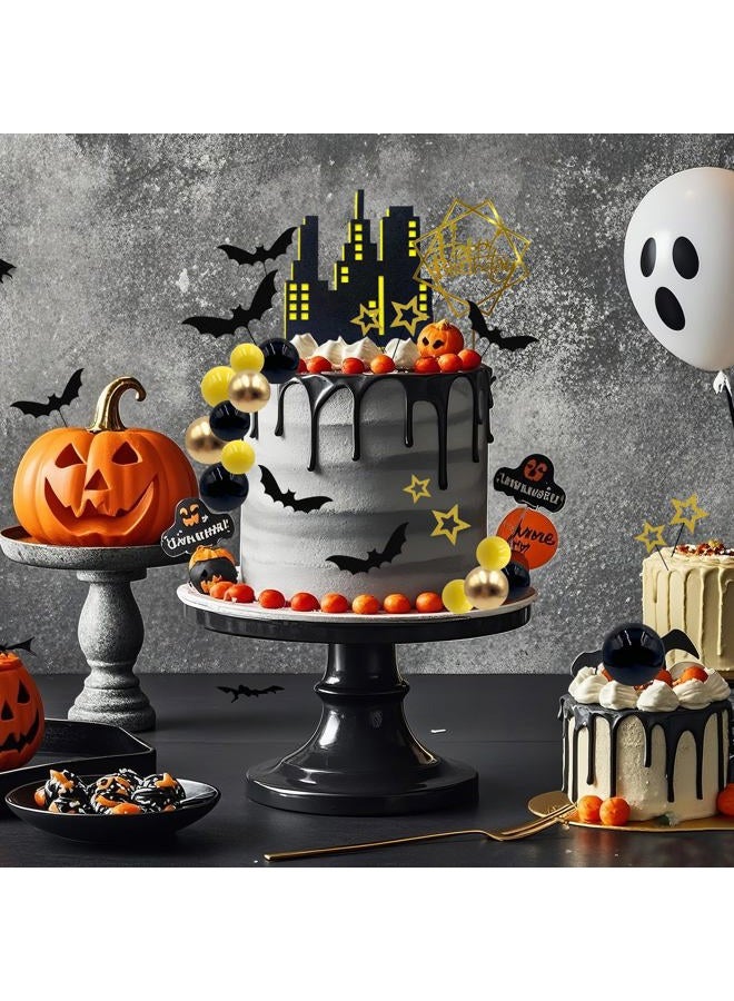 Firleayo 32pcs Bat Cake Topper Bat Themed Cake Decorations Glitter Bats Cupcake Topper Gold Yellow Black Ball Cupcake picks Hero Theme for Boys Men Birthday Party Baby Shower Supplies - Image 4