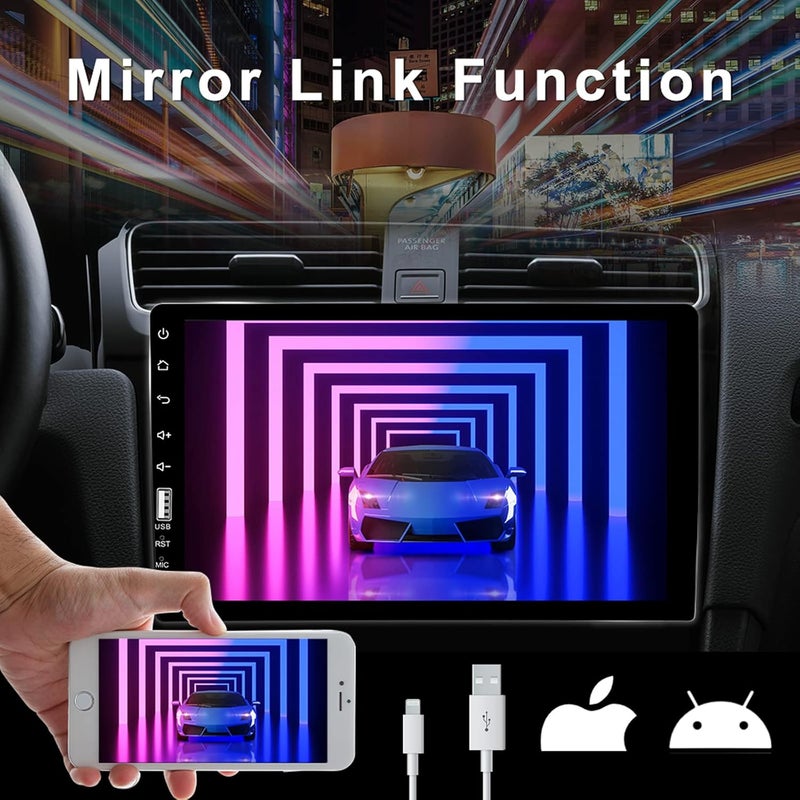 CAMECHO Single Din Car Stereo with Bluetooth, 9 Inch HD Touch Screen, Backup Camera, and External Microphone - Image 2