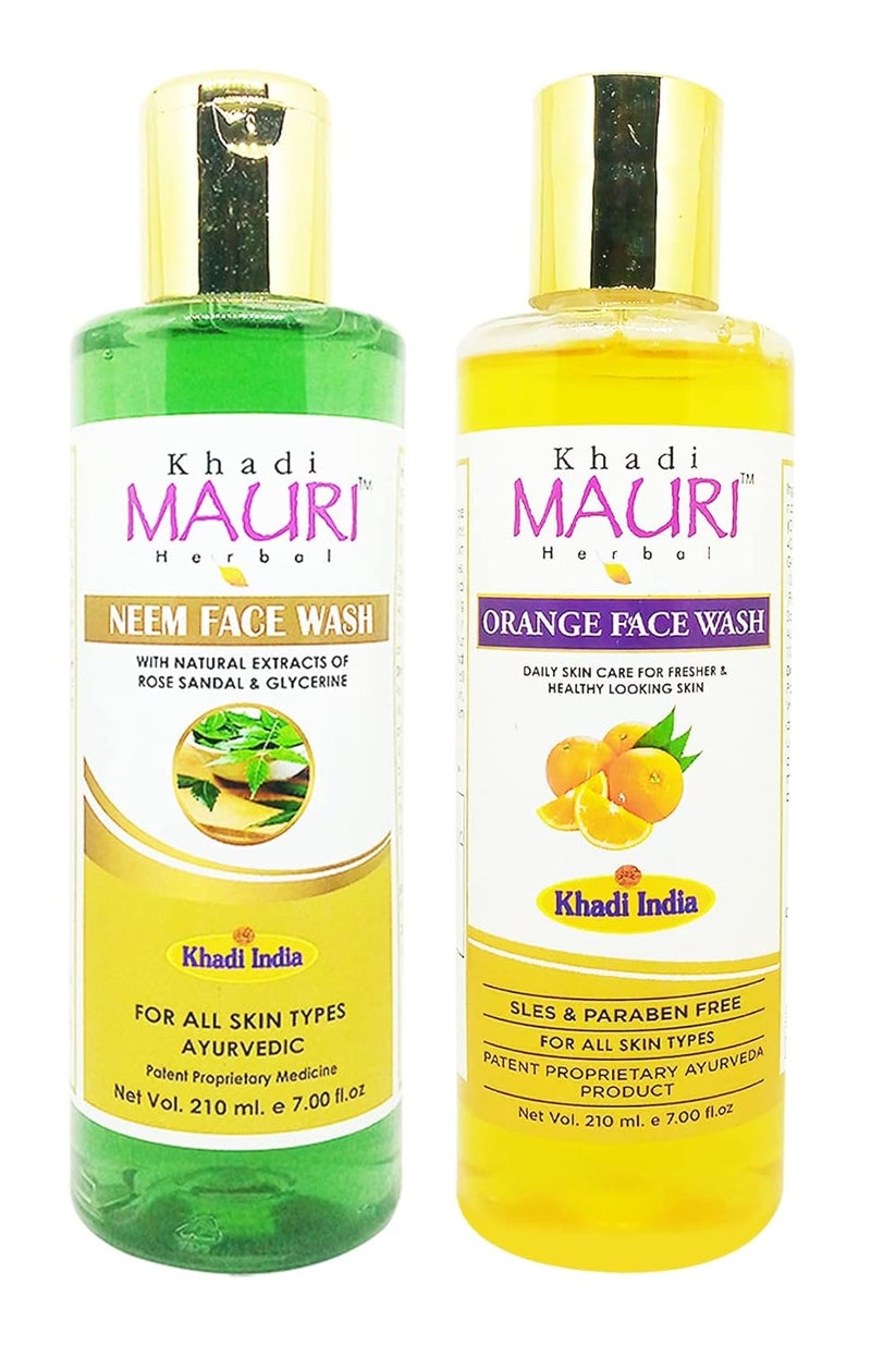 Khadi Mauri Neem Orange face wash Pack of 2 420ml - Image 1