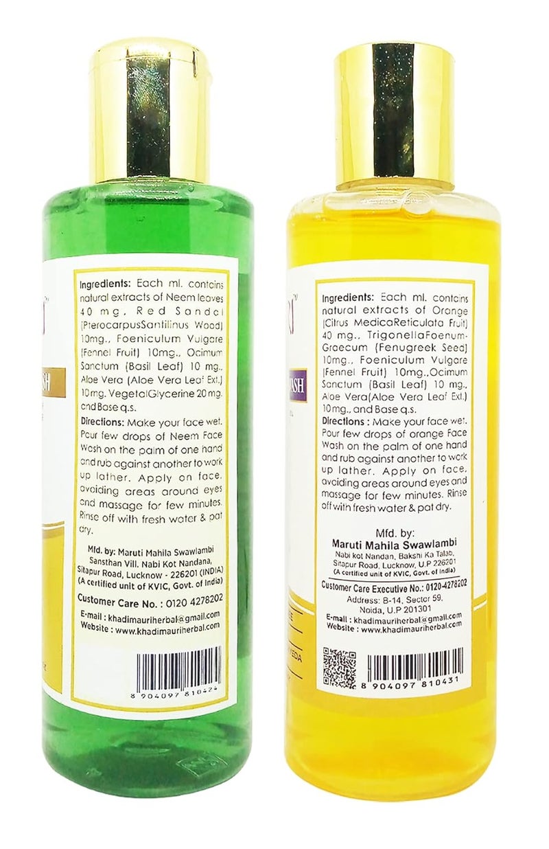 Khadi Mauri Neem Orange face wash Pack of 2 420ml - Image 2