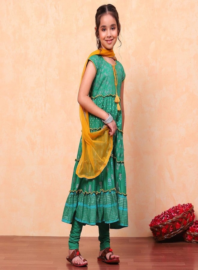 Biba Girl's Cotton Salwar Suit Sets (KW3526EAW24MEDIUM Green - Image 4