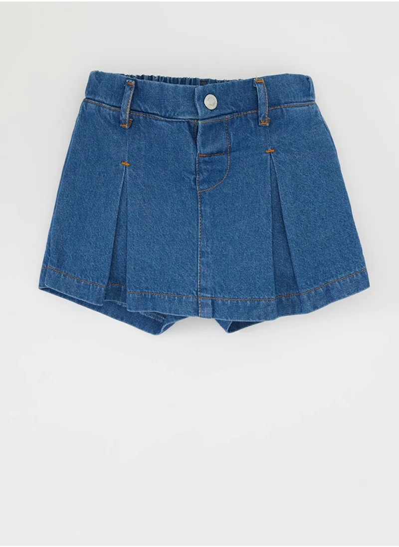 DeFacto Elastic Waist Jean Skirt With Shorts