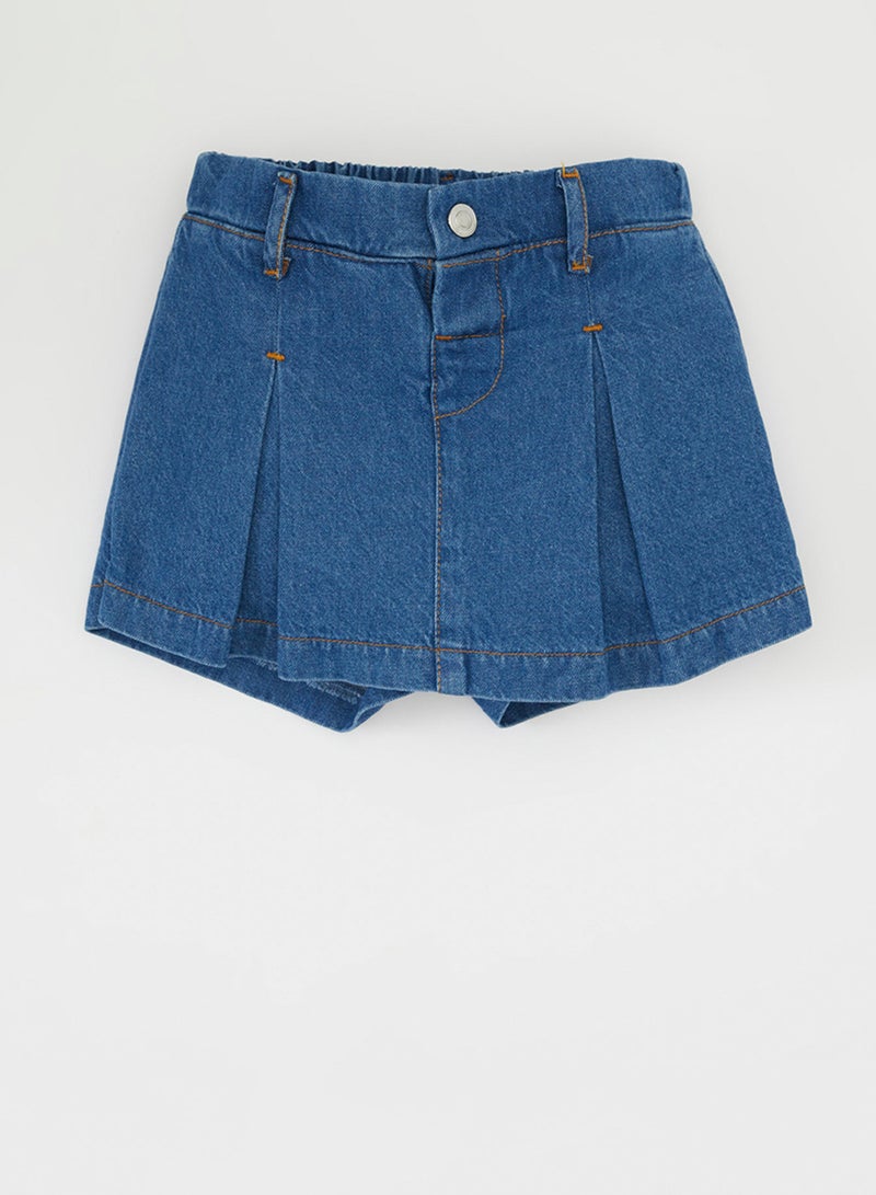 DeFacto Elastic Waist Jean Skirt With Shorts  - Image 1