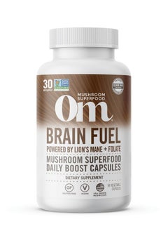 Om Mushroom Superfood Brain Fuel Mushroom Powder Capsules Superfood Supplement 90 Count 30 Days Lion Mane Reishi Blend Plus Folate Mental Clarity Mushroom Supplement  - Image 2