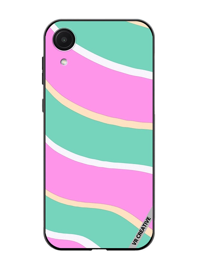 VR CREATIVE Protective Case Cover For Samsung Galaxy A03 Core Diagonal Groovy Liquid Swirl Stripe Pattern In Green, Purple, And Pink Color Design Multicolour - Image 1
