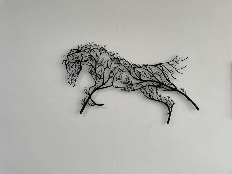 BLIND SHOP Metal Wall Art Geometric Horse and Tree Decor Home Office Decoration Entryway Bedroom Living Room Dcor Wall Hangings Horse Sign Farmhouse Dcor 30 W x 16 H 75x40cm - Image 4
