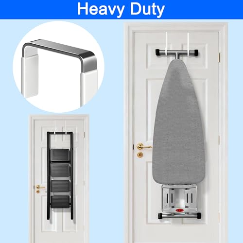 Mars-Rock Over The Door Metal Hooks with Plastic Coating 7.5" Fit 0.5" to 1 3/4" Door 4 Pcs Heavy Duty Single Towel Robe Rack Wreath Bathroom Shower Hanger Shoe Organizer Ironing Board Long White - Image 3