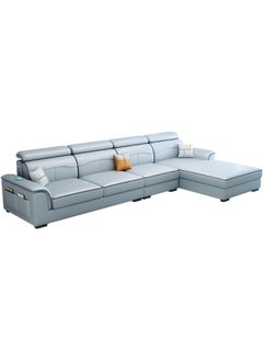 Poppins Home Sleek Faux Leather Sofa with Pillows for a Modern Living Room (Light Grey, Left Bed)  - Image 3