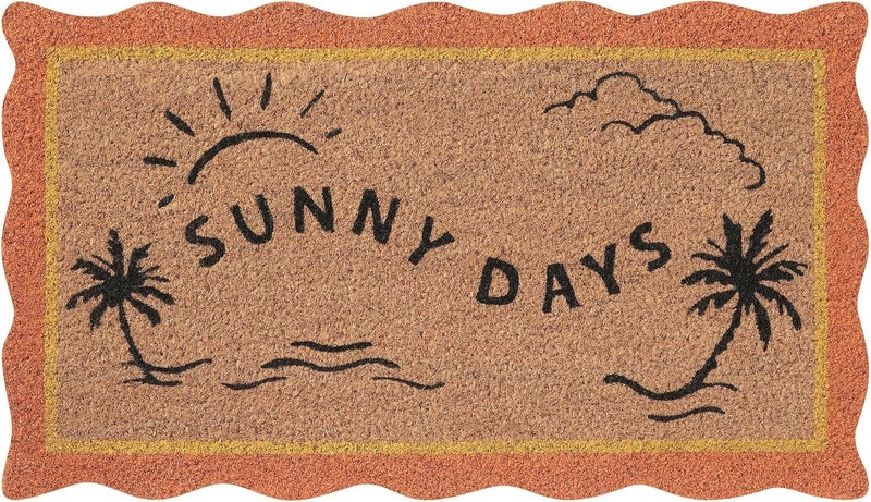 Folkulture Welcome Matt Outdoor | 16 x 28 Scalloped Door Mats for Front Door Mat Outside Entrance | Eco Friendly | Welcome-Mats Cute | Coir Door Mats | Outdoor Decor for Home | Durable & Anti Slip - Image 1