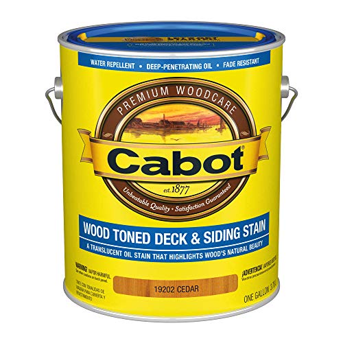 Cabot Wood Toned Stain + Sealer, Low VOC Exterior Natural Wood Stain, Cedar, Gallon - Image 1
