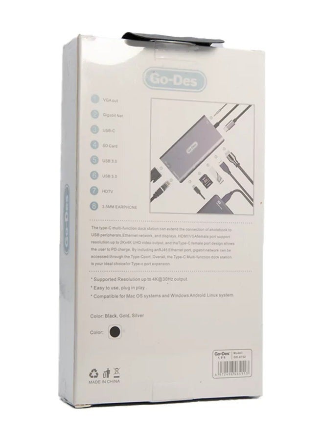 JAJEEK 8-in-1 USB-C Hub Adapter GD-8792 – Power Delivery, High-Speed Data Transfer, HDMI, Ethernet & SD/MicroSD Ports, Compact and Portable Design - Image 4