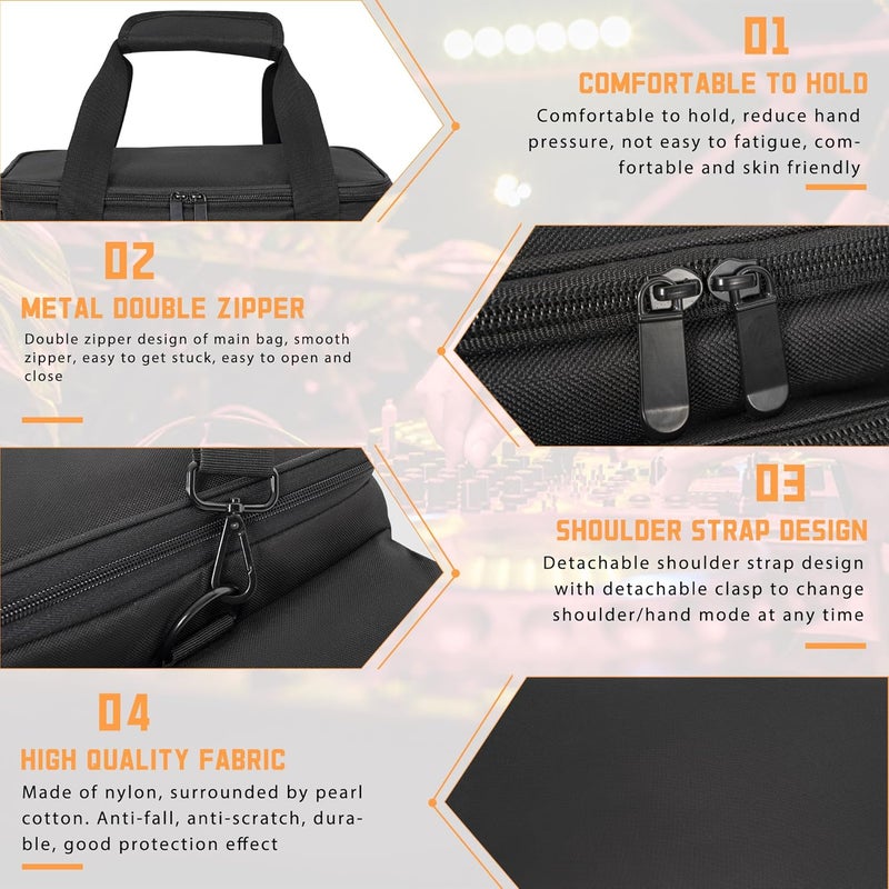 AKOZLIN Cable File Bag DJ Gig Bag Cord Organizer Case with Detachable Dividers for Laptop,DJ Gear, Sound Instrument Accessories 20in Orange - Image 4