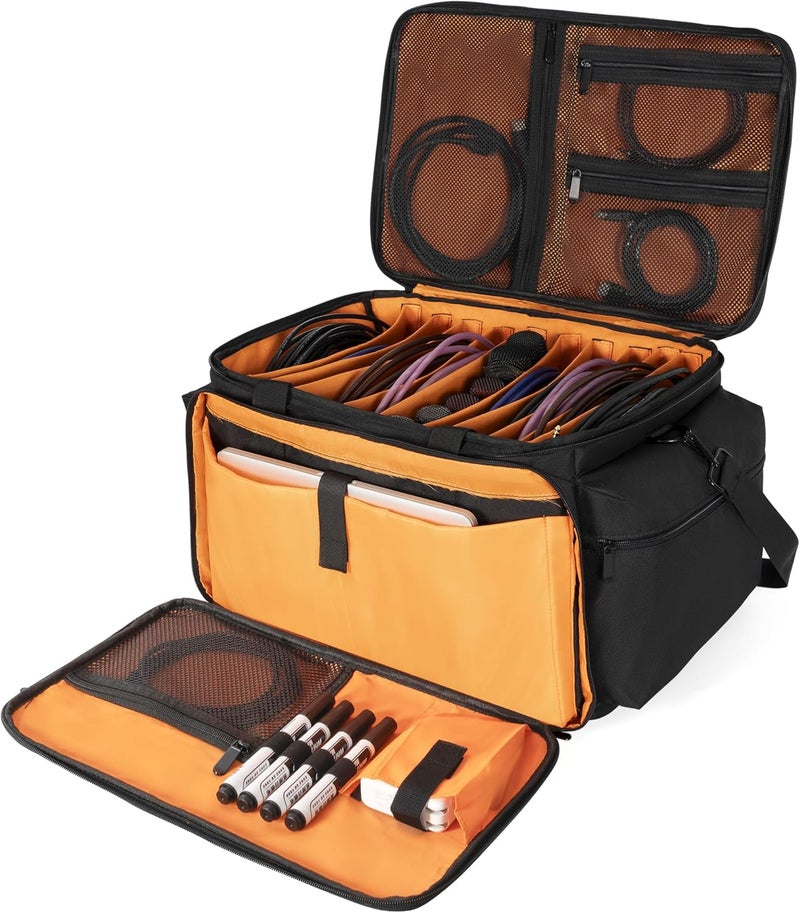 AKOZLIN Cable File Bag DJ Gig Bag Cord Organizer Case with Detachable Dividers for Laptop,DJ Gear, Sound Instrument Accessories 20in Orange - Image 1