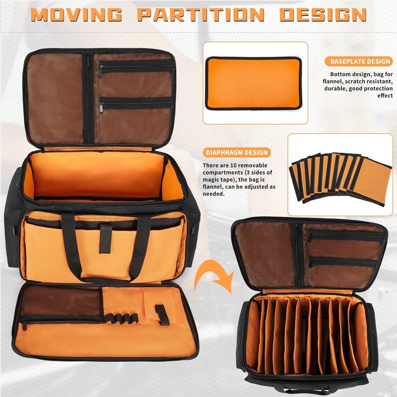AKOZLIN Cable File Bag DJ Gig Bag Cord Organizer Case with Detachable Dividers for Laptop,DJ Gear, Sound Instrument Accessories 20in Orange - Image 5