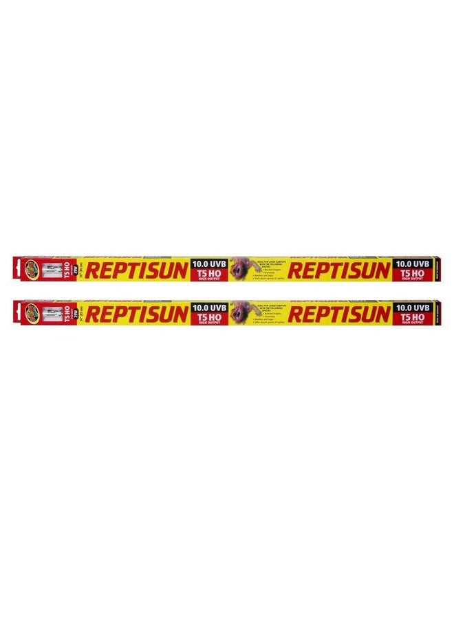 زوو ميد Zoo Med 26062 Reptisun 34 بوصة 10.0 UVB، T5-High-Output، فلورسنت، طيف كامل، يتم التحكم فيه عن طريق زر ضغط، مصابيح أنبوبية 39 وات (عبوة من قطعتين) 