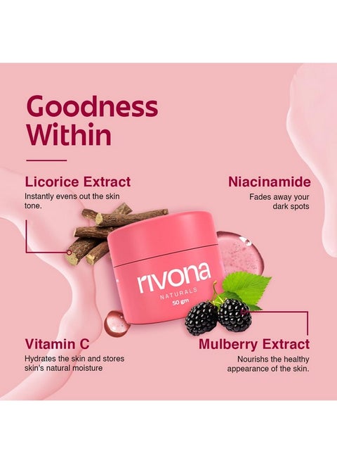 Bright Pink Face Cream | Long-Lasting Hydration, Anti-Aging & Dark Spot Corrector| Light Make Up Look | Vegan | Niacinamide & Mulberry Extracts| Dermatologically Tested,50 Gm