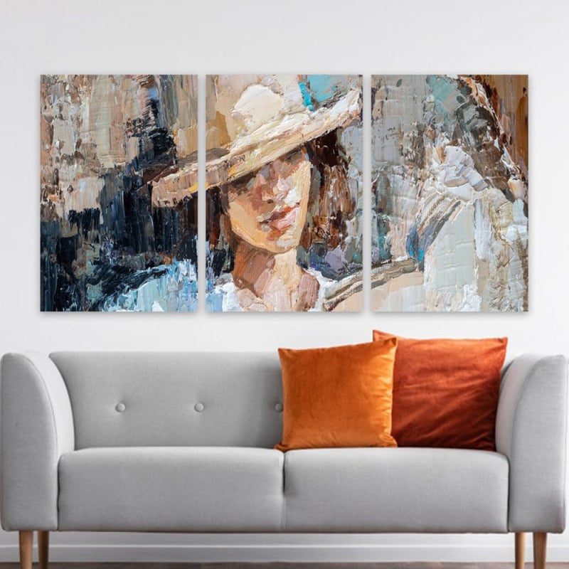 Marktna Three luxurious modern canvas prints with a hollow frame, measuring (90×40), three pieces - Image 1