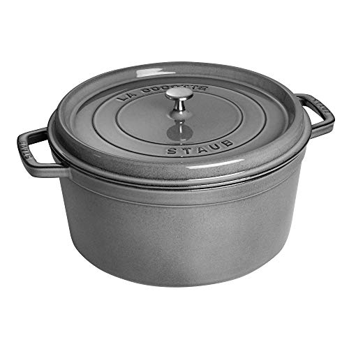 Staub Cast Iron 13.25-qt Round Cocotte - Graphite Grey, Made in France - Image 5