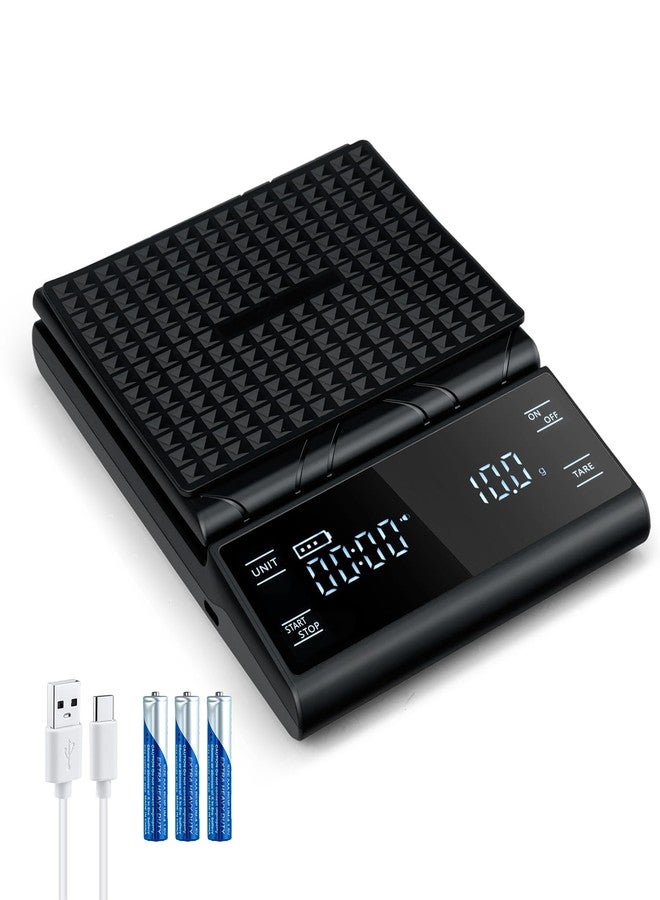 Wigearss Coffee Scale with Timer, 5kg/0.1g Accuracy, Rechargeable, Digital Precision for Espresso & Pour-Over Brewing, Digital Kitchen Scale with Auto Tare, Lit LCD Display and Silicone Cover - Black - Image 1