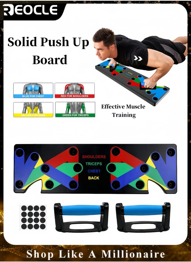 REOCLE Solid Push Up Board Home Workout Equipment Multi-Functional Pushup Stands System Fitness Floor Chest Muscle Exercise Professional Equipment Burn Fat Arm Strength Training for Men & Women  - Image 1