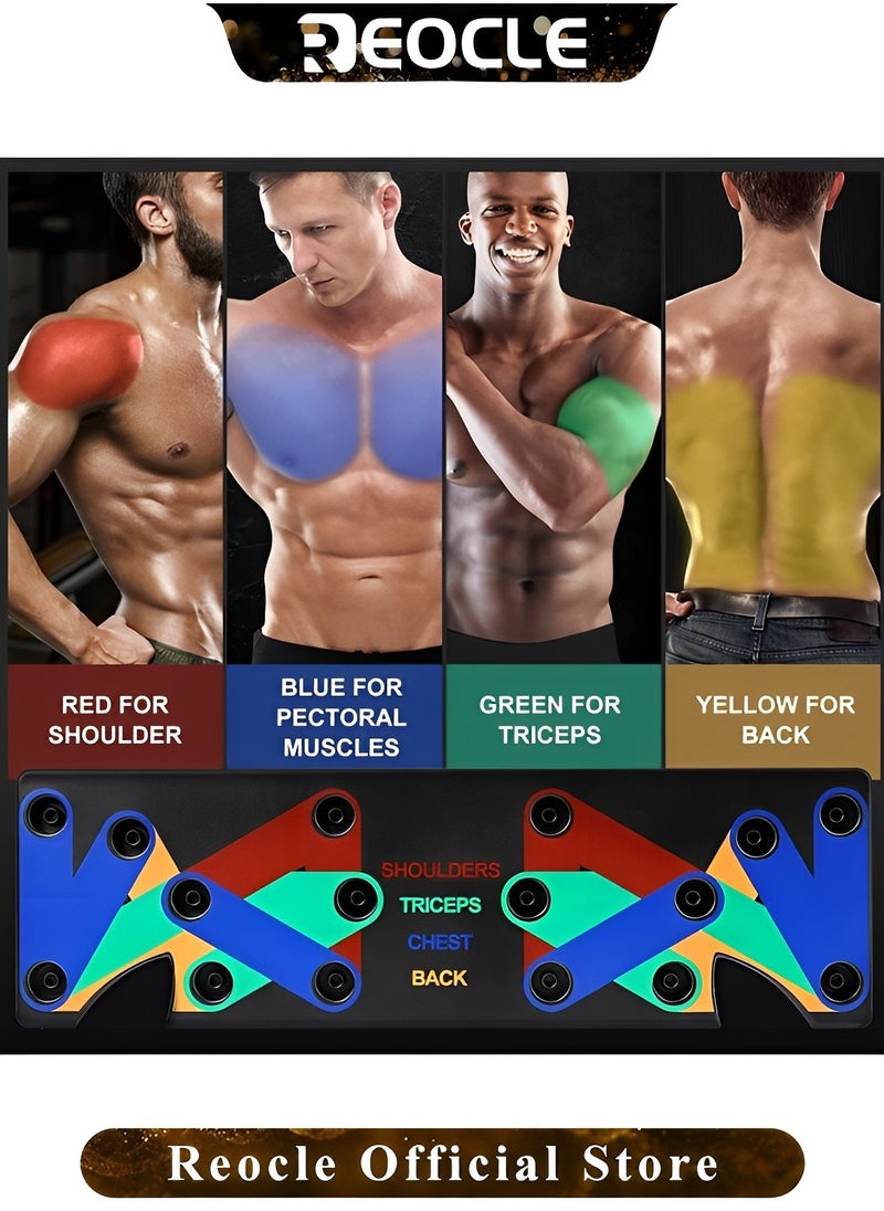 REOCLE Solid Push Up Board Home Workout Equipment Multi-Functional Pushup Stands System Fitness Floor Chest Muscle Exercise Professional Equipment Burn Fat Arm Strength Training for Men & Women  - Image 2