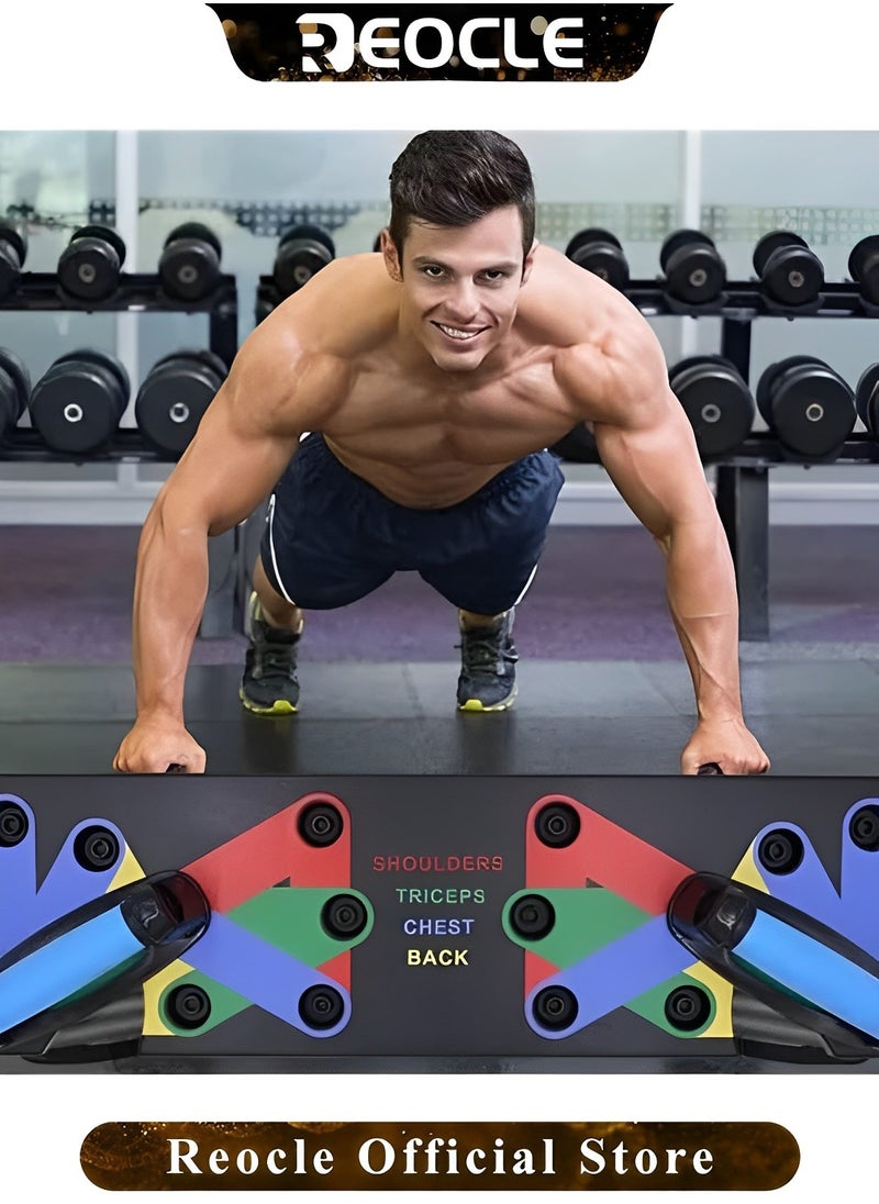 REOCLE Solid Push Up Board Home Workout Equipment Multi-Functional Pushup Stands System Fitness Floor Chest Muscle Exercise Professional Equipment Burn Fat Arm Strength Training for Men & Women  - Image 4