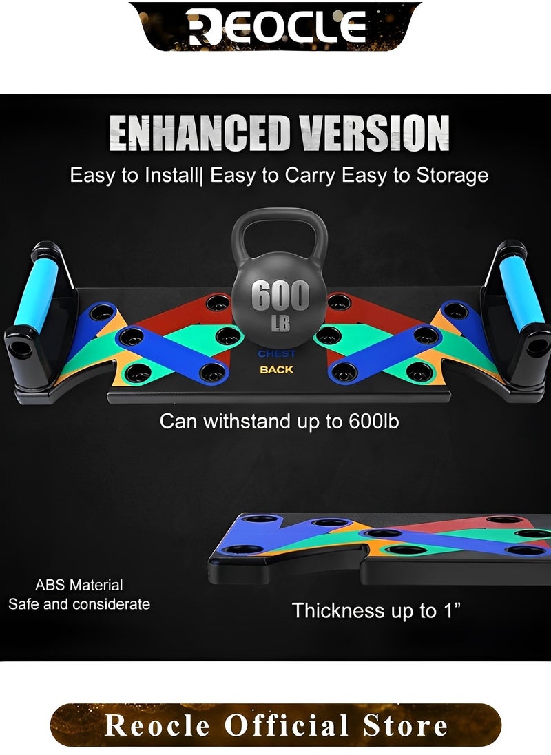 REOCLE Solid Push Up Board Home Workout Equipment Multi-Functional Pushup Stands System Fitness Floor Chest Muscle Exercise Professional Equipment Burn Fat Arm Strength Training for Men & Women  - Image 5